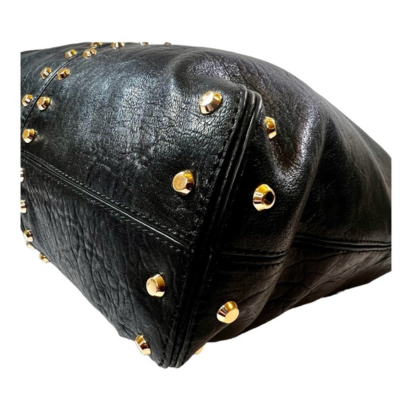 Michael Kors Vintage Black Leather With Gold Studs and Chain Crossbody EVC - Picture 9 of 15